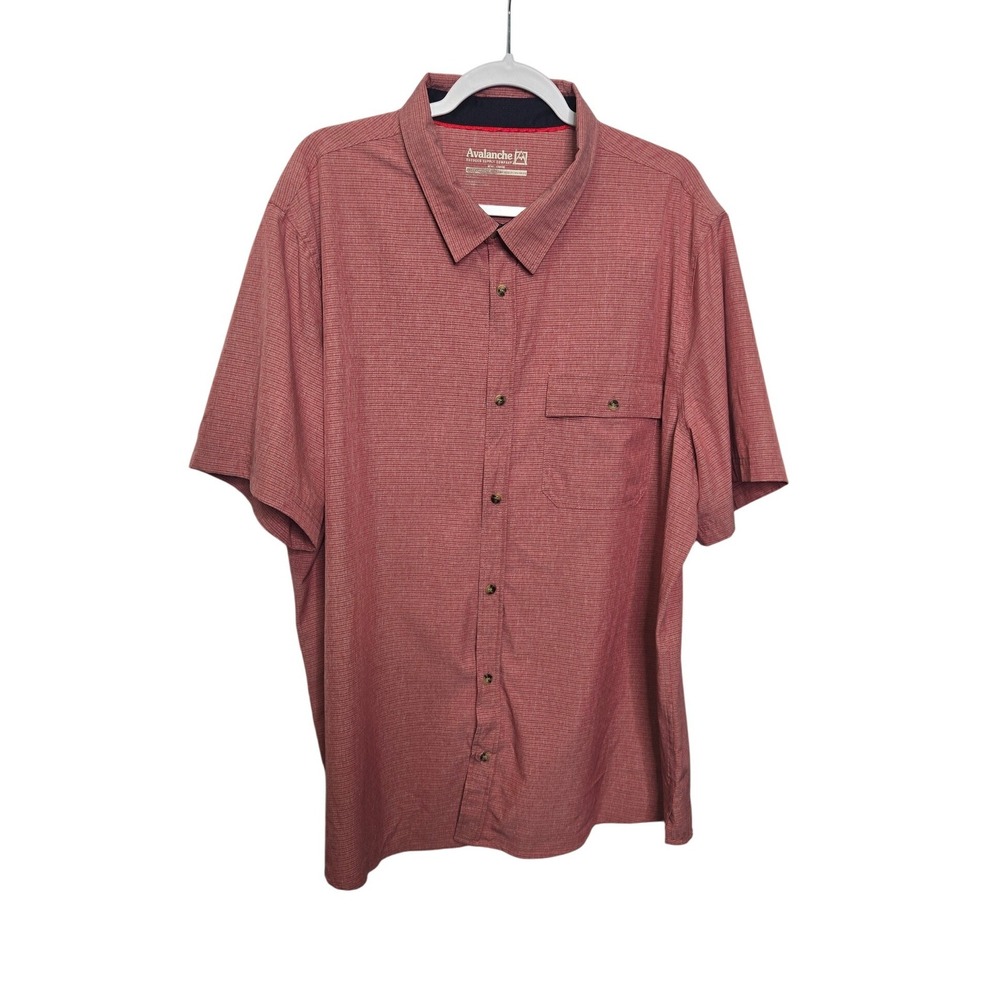Avalanche Button Down Shirt Mens XXL Red Short Sleeve Stretch Performance